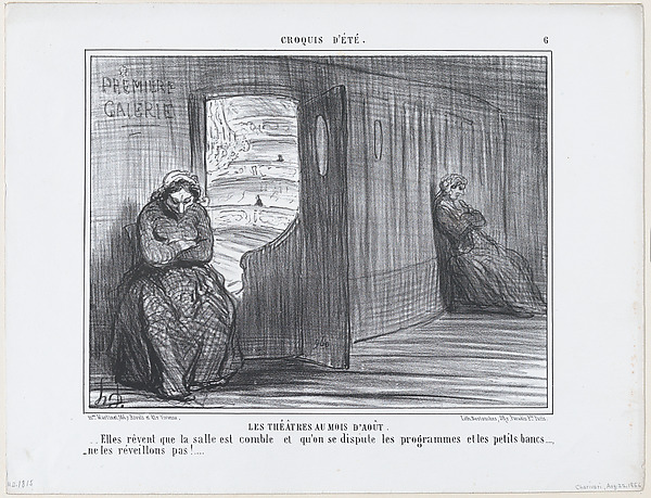 Honoré Daumier, Les Théâtres au Mois d'Août, from Croquis d'Été, published in Le Charivari, August 21, 1856