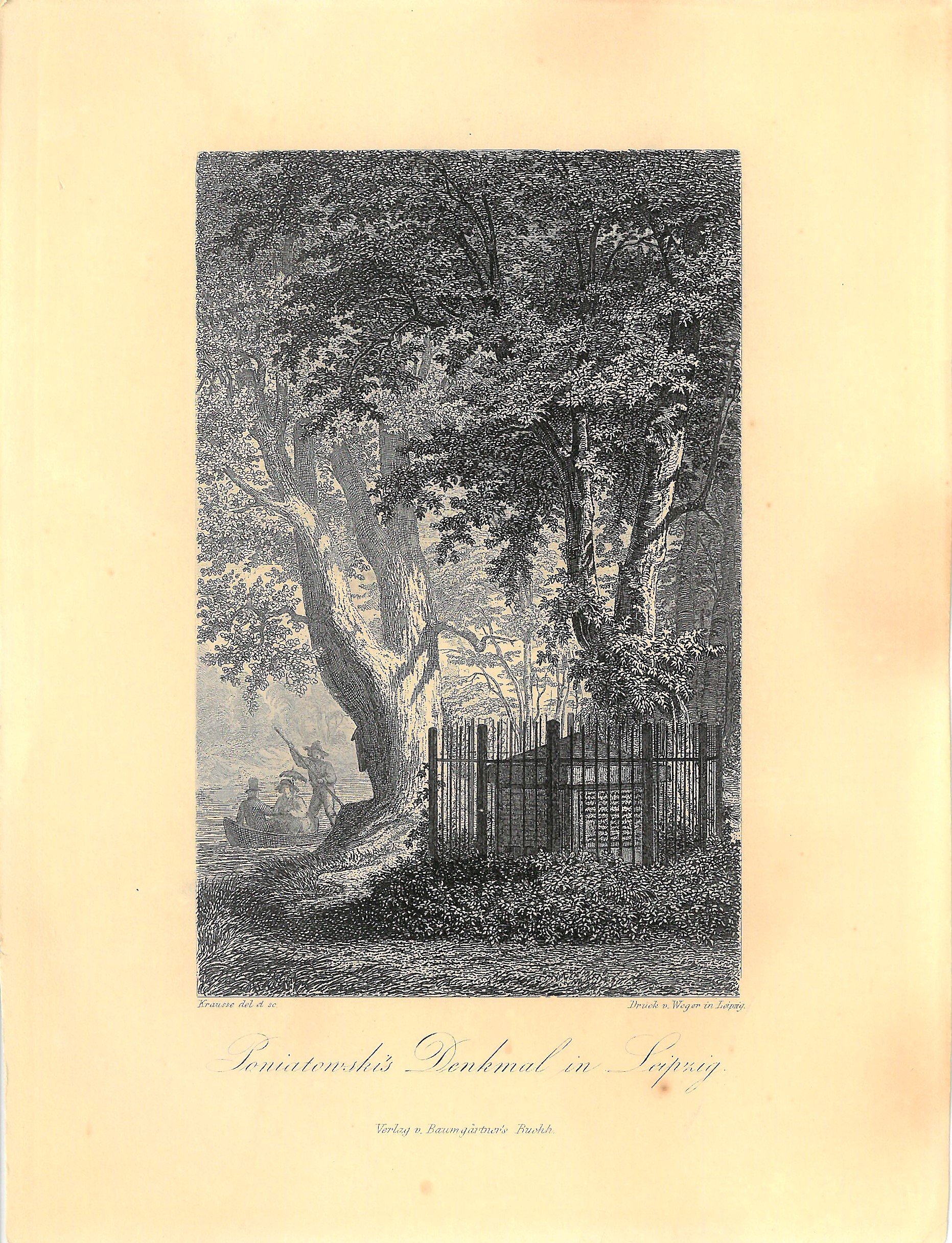 Unknown artist, Grafik „Poniatowskis Denkmal in Leipzig“