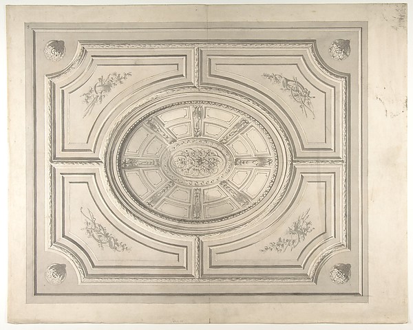 Jules-Edmond-Charles Lachaise, Design for a ceiling with trophies and a trompe l'oeil coffers