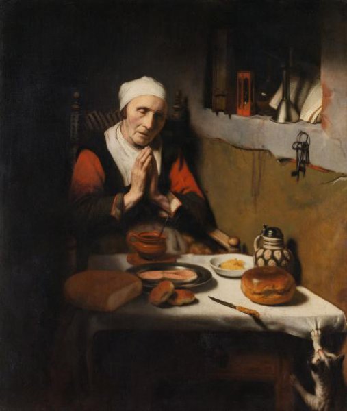 Nicolaes Maes, Old Woman Saying Grace, Known as ‘The Prayer without End’