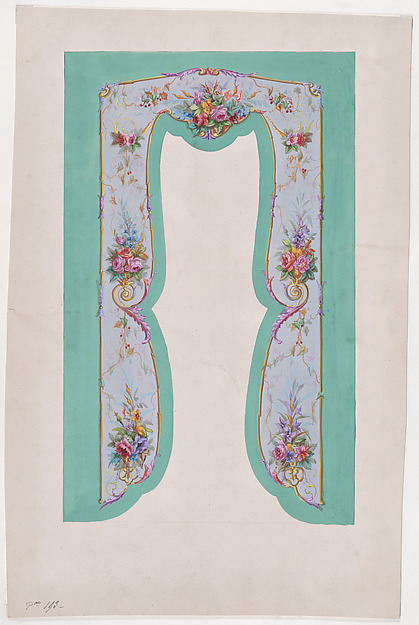 Anonymous, French, 19th century, Design for a Valance with Floral Motifs