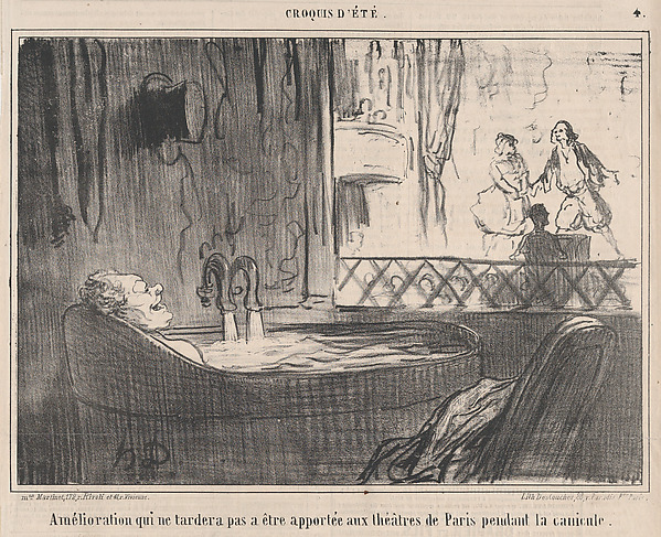 Honoré Daumier, Amélioration qui ne tardera pas a être apportée aux théâtres de Paris pendant la canicule., from Croquis d'Été, published in Le Charivari, August 16-17, 1859