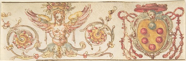Anonymous, Italian, 16th century, Design with Medici Coat of Arms and Harpy (Embroidery Design?)