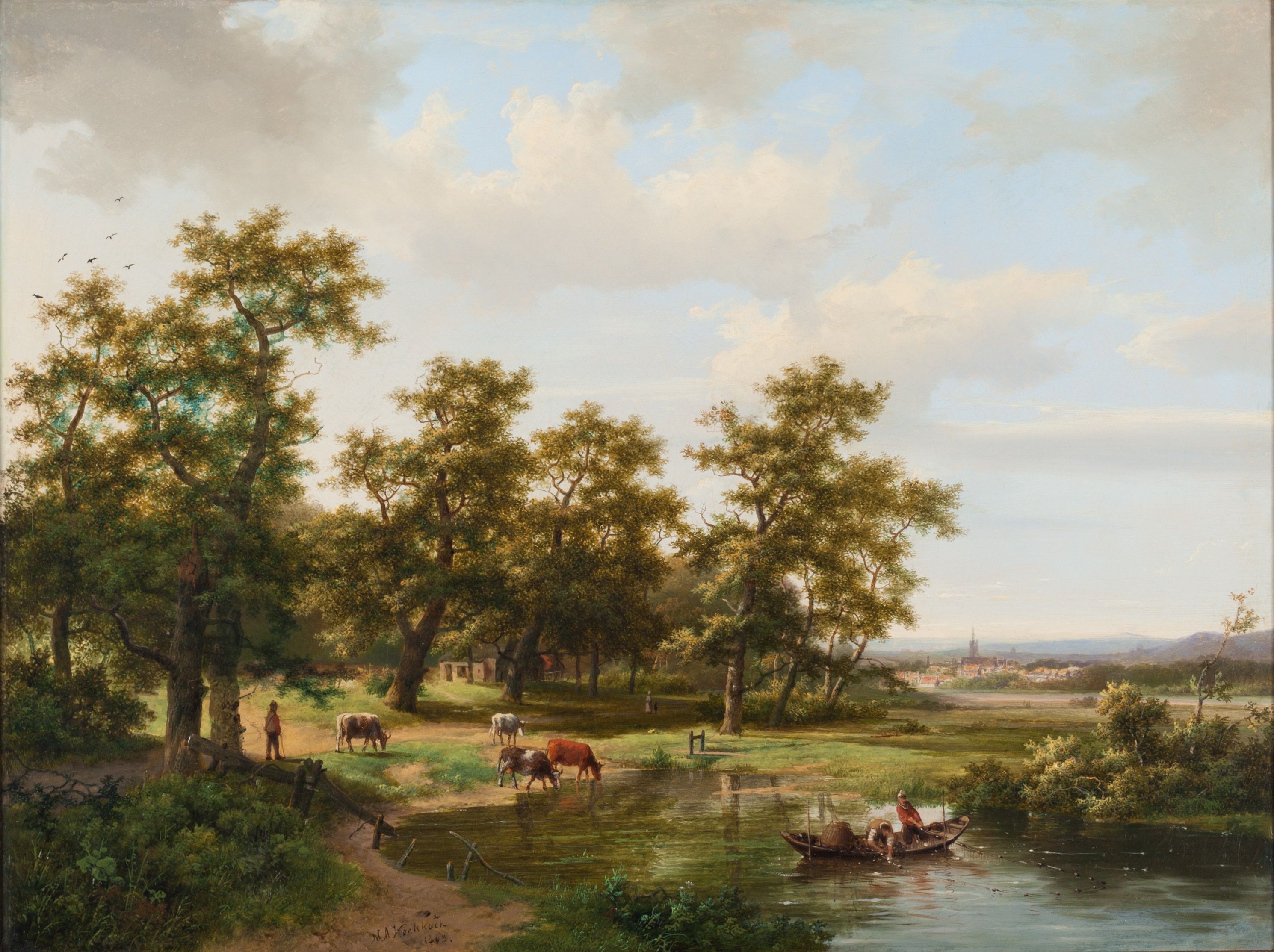 Marinus Adrianus Koekkoek, Bosachtig landschap met plas