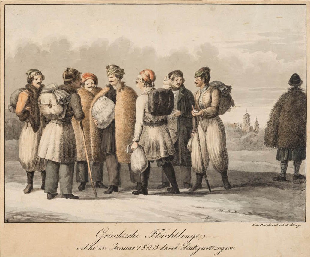 Heinrich Pons, "Griechische Flüchtlinge, welche im Januar 1823 durch Stuttgart zogen"