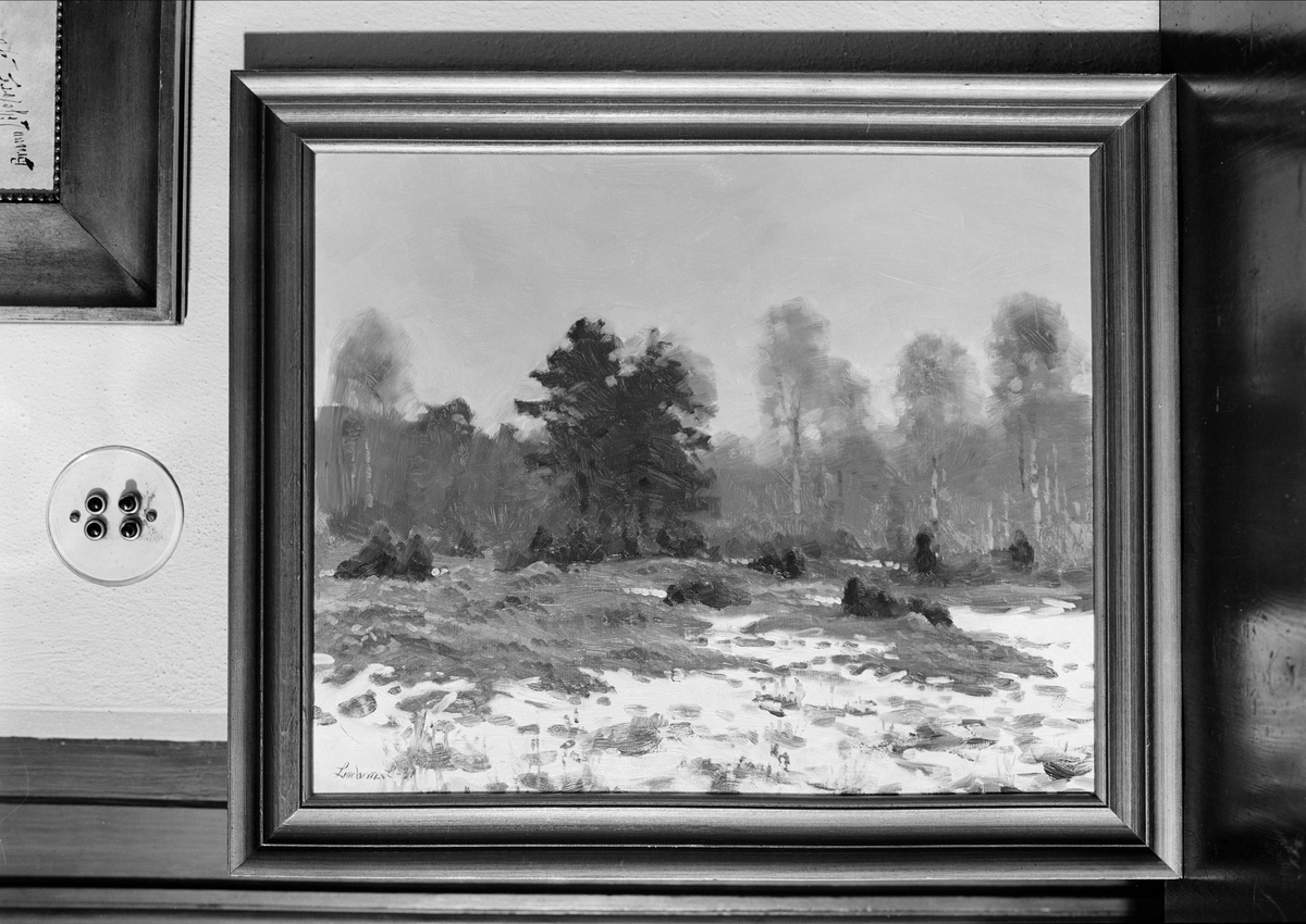 Gunnar Sundgren, Oljemålning signerad Lindorm Liljefors tillhörande Per Johan Högfeldt, Nyborgs gård, Håtuna socken, Uppland 1940