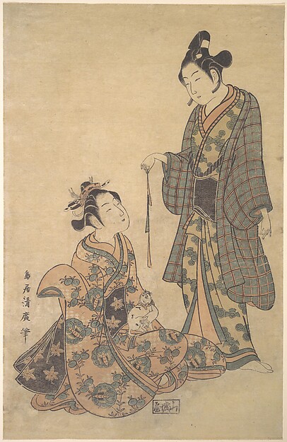 Torii Kiyohiro, Woman Seated Holding a Cat