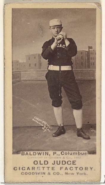 Goodwin & Company, Marcus Elmore "Fido" Baldwin, Pitcher, Cleveland, from the Old Judge series (N172) for Old Judge Cigarettes
