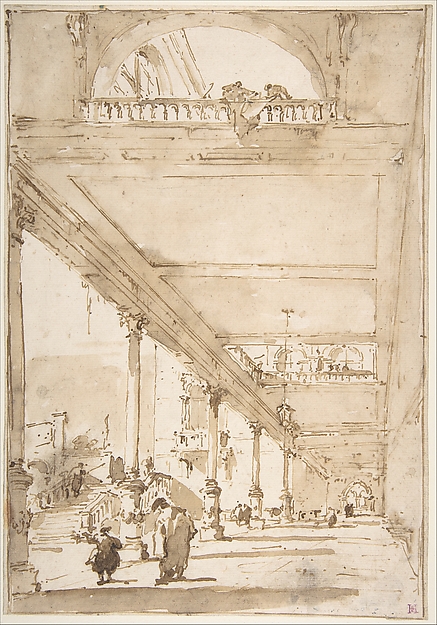 Francesco Guardi, Architectural Capriccio:  A Palace Colonnade