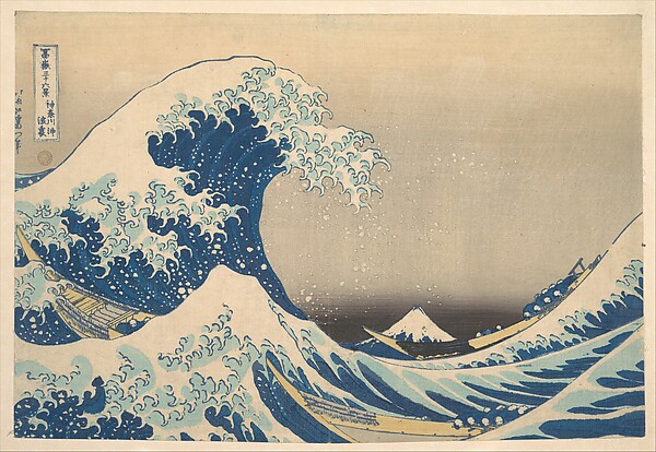 Katsushika Hokusai, Under the Wave off Kanagawa (Kanagawa oki nami ura), also known as The Great Wave, from the series Thirty-six Views of Mount Fuji (Fugaku sanjūrokkei)