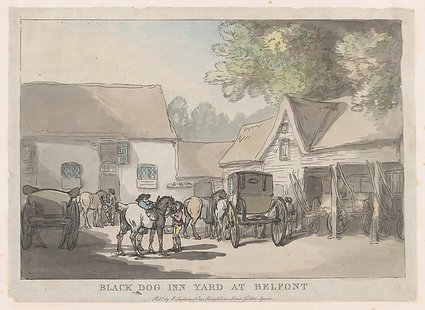 Thomas Rowlandson, Black Dog Inn Yard At Belfont