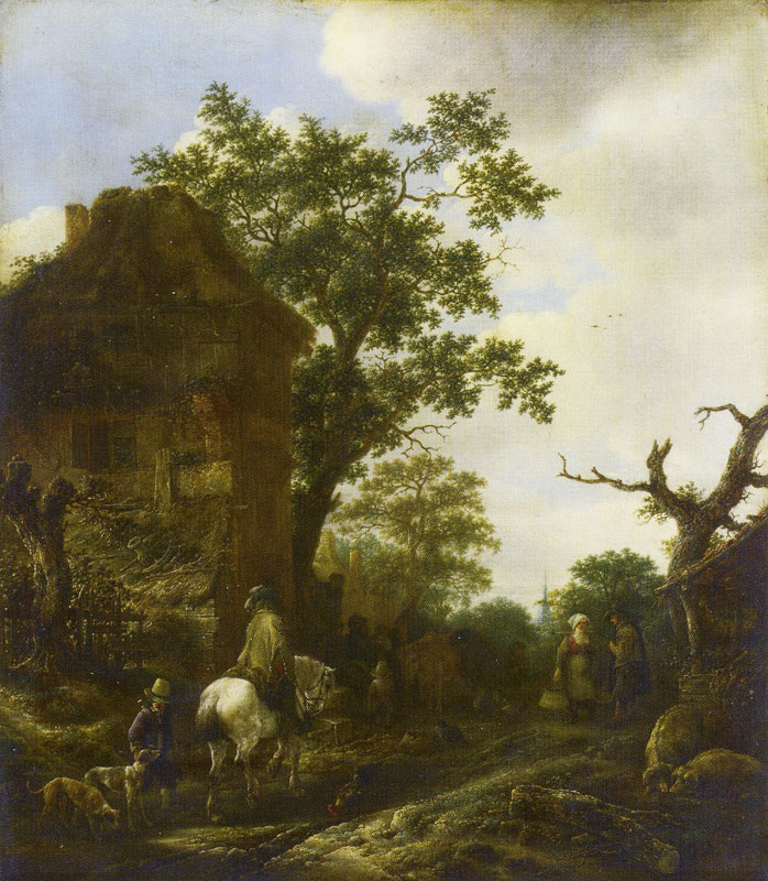 Isaac van Ostade, Travellers near a Village
