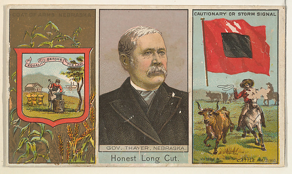 W. Duke, Sons & Co., Governor Thayer, Nebraska, from "Governors, Arms, Etc." series (N133-1), issued by Duke Sons & Co.