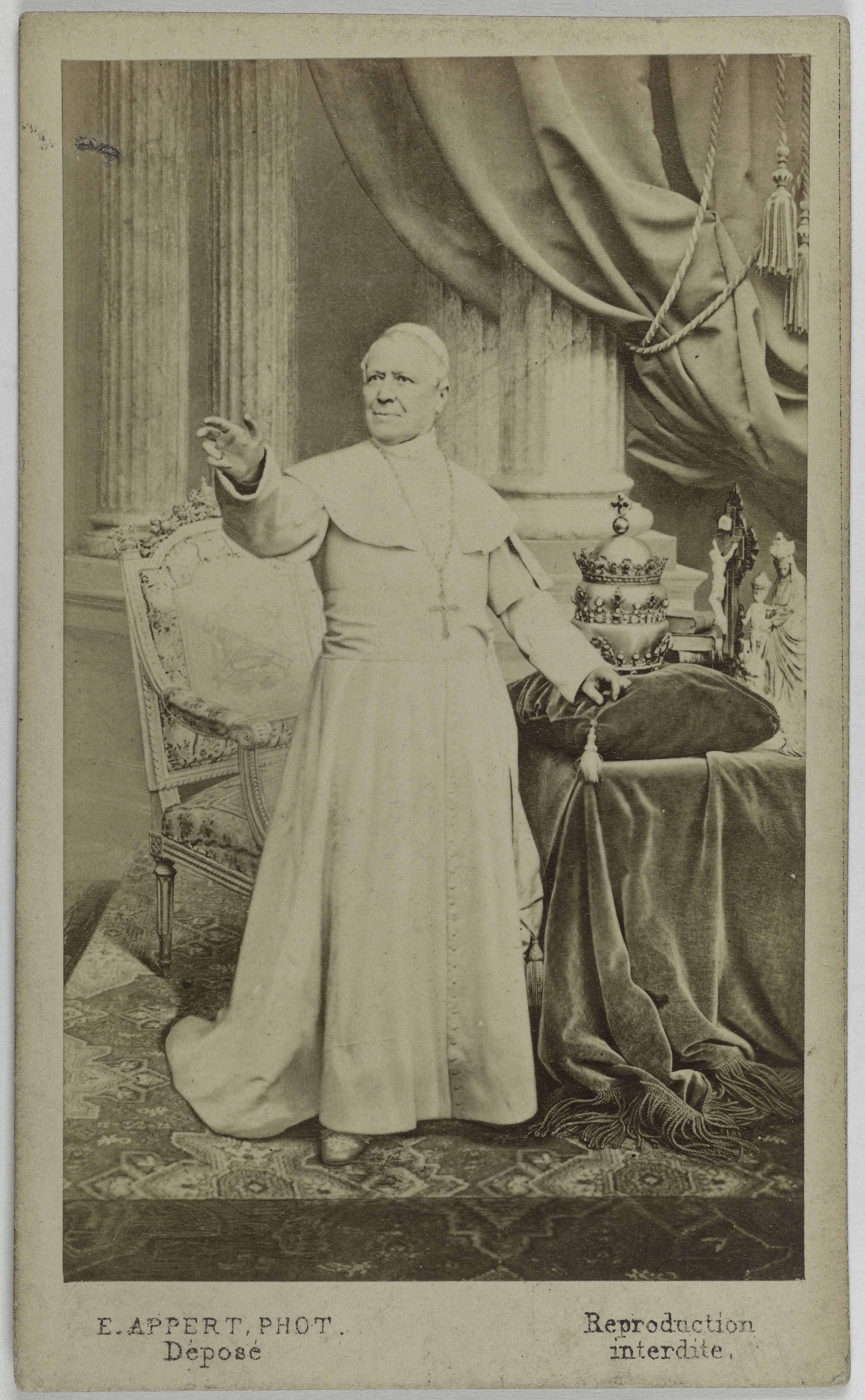 Ernest Charles Appert, Portrait de Pie IX, (Jean Marie Mastaï Ferretti), (1792-1878), (Pape de 1846 à 1878)