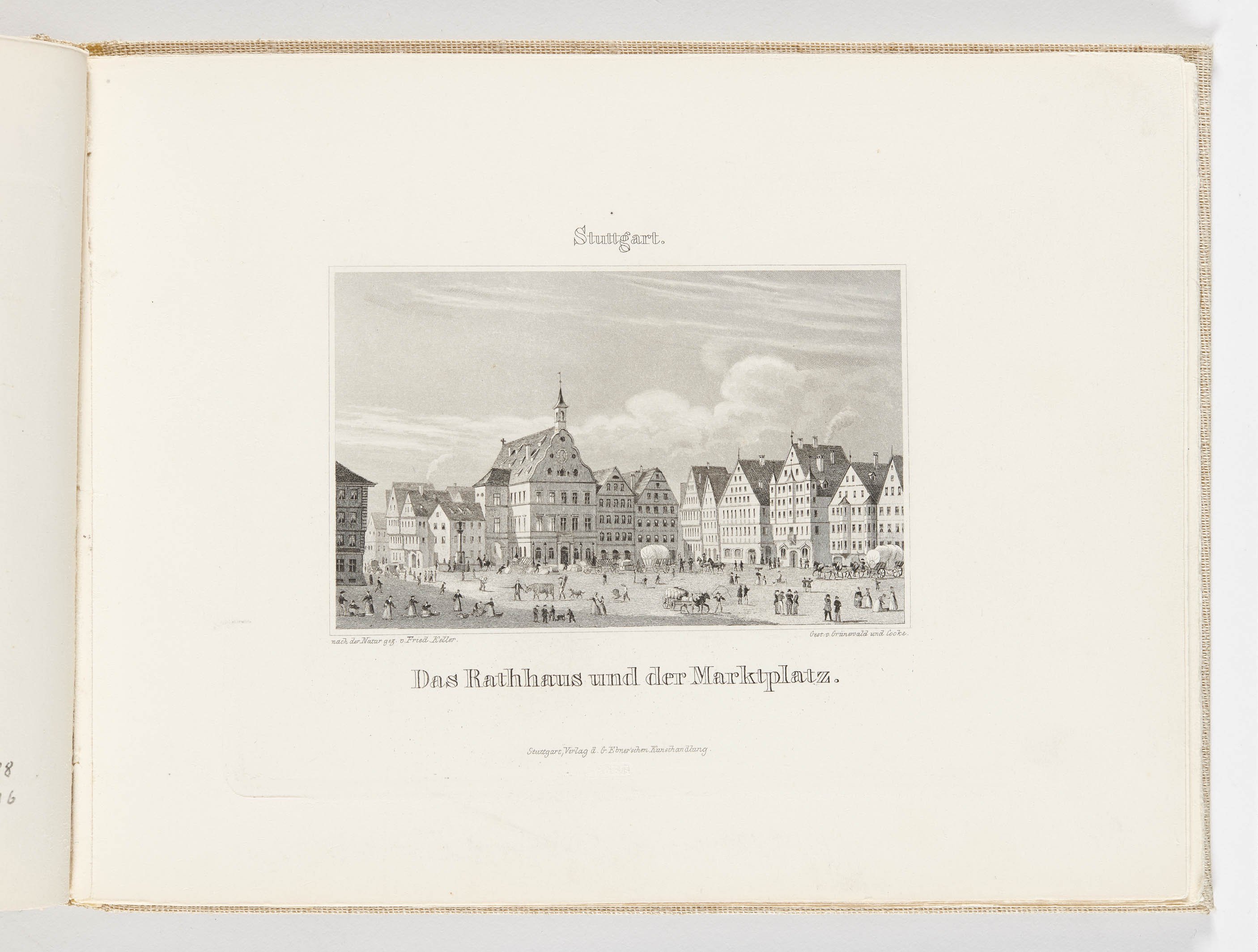 Verlag der G. Ebner'schen Kunsthandlung, Albumblatt: "Stuttgart. Das Rathaus und der Marktplatz."