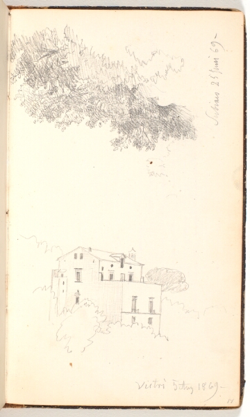P.C. Skovgaard, Løv. Betegnet Subiaco. Et hus mellem træer. Betegnet Vietri