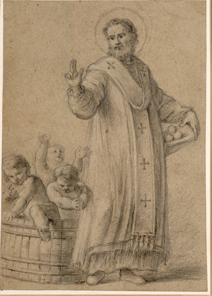 Anonym, Der heilige Nikolaus von Myra mit den drei erretteten Kindern