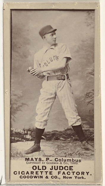 Goodwin & Company, Albert C. "Al" Mays, Pitcher, Cleveland, from the Old Judge series (N172) for Old Judge Cigarettes