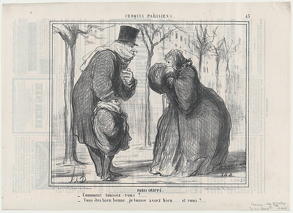 Honoré Daumier, Paris Grippé, from Croquis Parisiens, published in Le Charivari, February 1, 1858