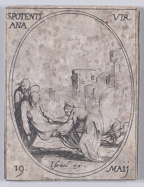 Jacques Callot, Ste. Potentienne, vierge (St. Pudentiana, Virgin), May 19th, from "Les Images De Tous Les Saincts et Saintes de L'Année" (Images of All of the Saints and Religious Events of the Year)