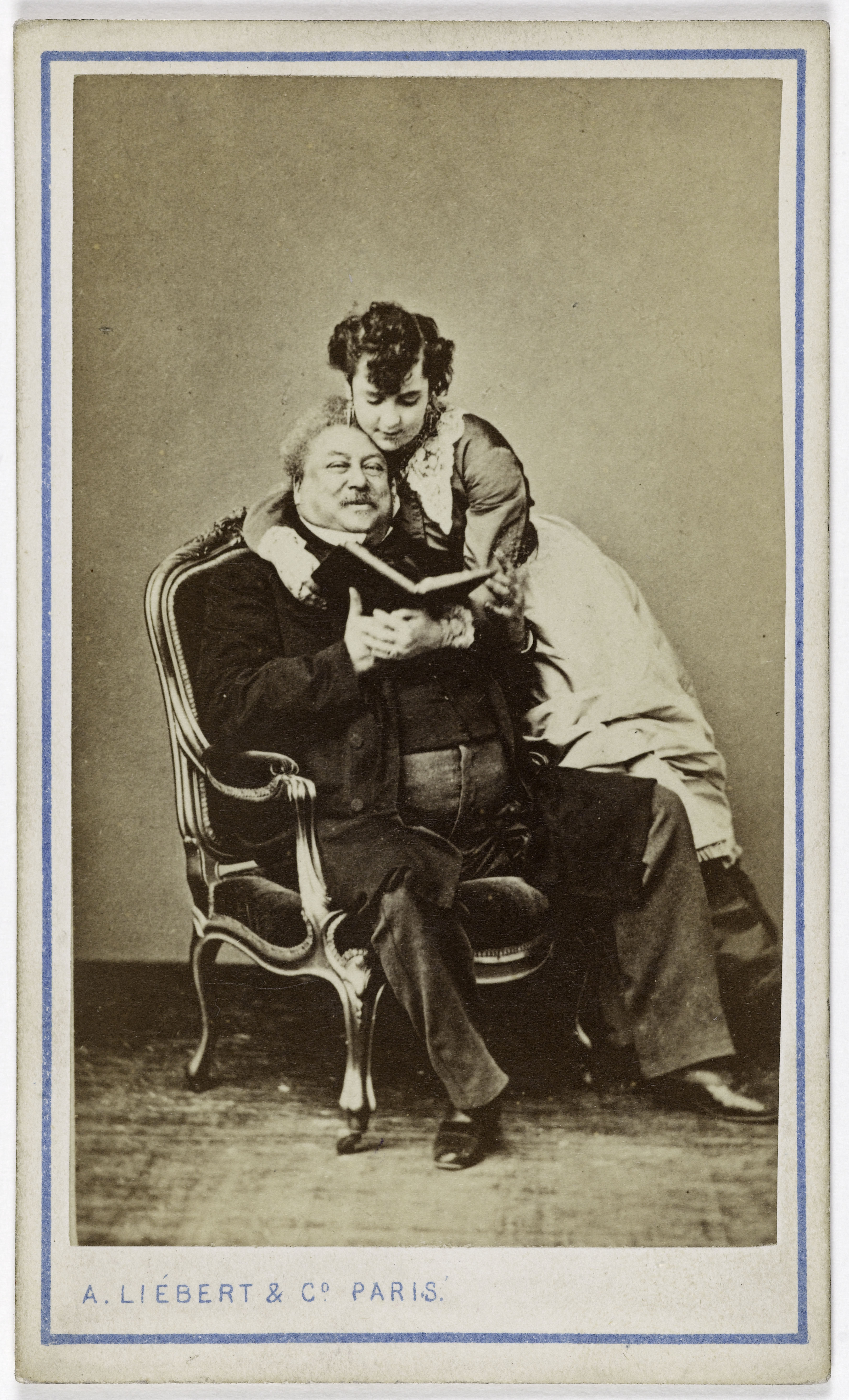 Alphonse Liébert, Portrait d'Alexandre Dumas Père (1803-1870), (romancier) et Adah Menken (1835-1868, danseuse, écuyère, mime)