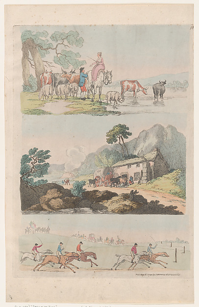 Thomas Rowlandson, Plate 10, Outlines of Figures, Landscapes and Cattle...for the Use of Learners