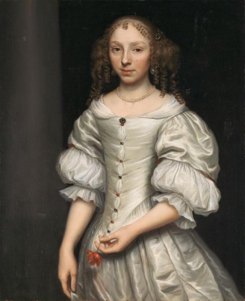 Wallerant Vaillant, Portrait of a Young Woman Holding a Flower