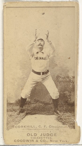 Goodwin & Company, John Stewart "Pop" Corkhill, Center Field, Cincinnati, from the Old Judge series (N172) for Old Judge Cigarettes