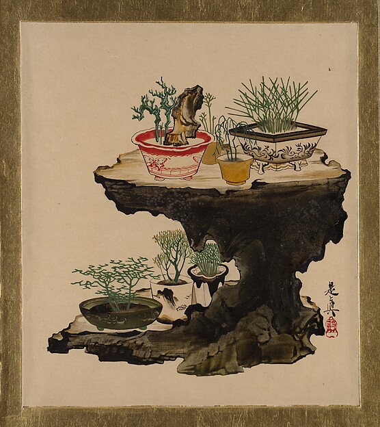 Shibata Zeshin, Lacquer Paintings of Various Subjects: Bonsai