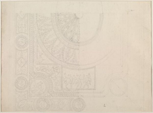 Anonymous, Ceiling design with stylised foliage and figures