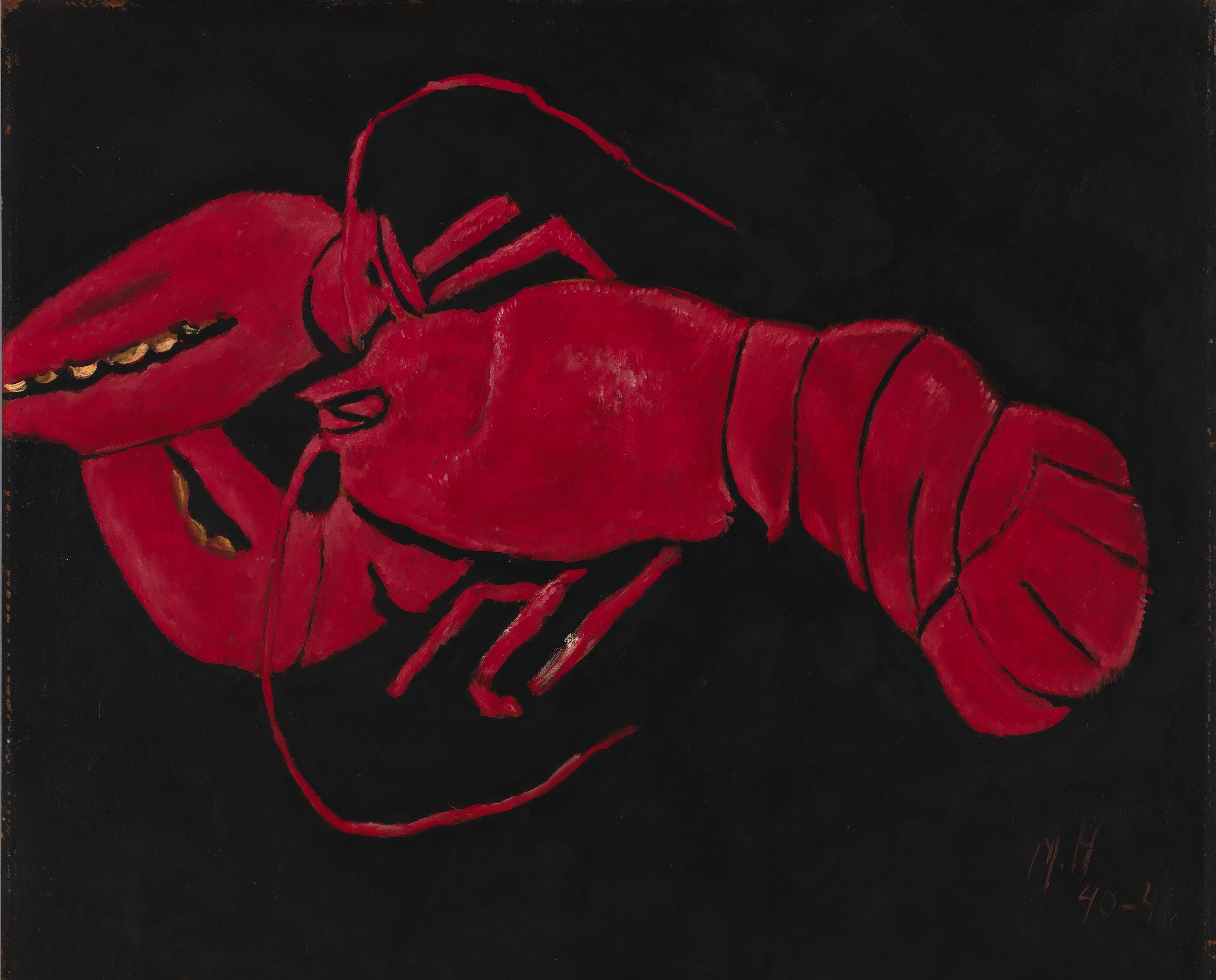 Marsden Hartley, (Lobster on Black Background)