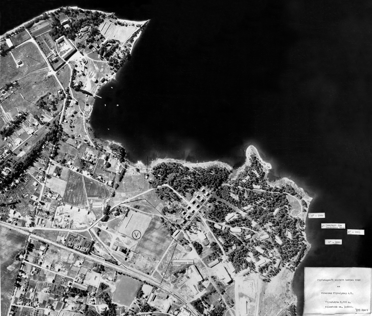 Widerøes Flyveselskap A/S, FLYFOTO, DOMKIRKEODDEN, STORHAMAR, MARTODDEN, TYSKERBRAKKER, ROSENLUNDVIKA