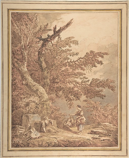 Hubert Robert, Young Women in a Landscape with Architectural Fragments