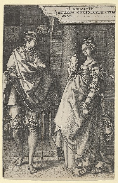 Heinrich Aldegrever, Absalom Comforting Tamar, from "The Story of Amnon and Tamar"