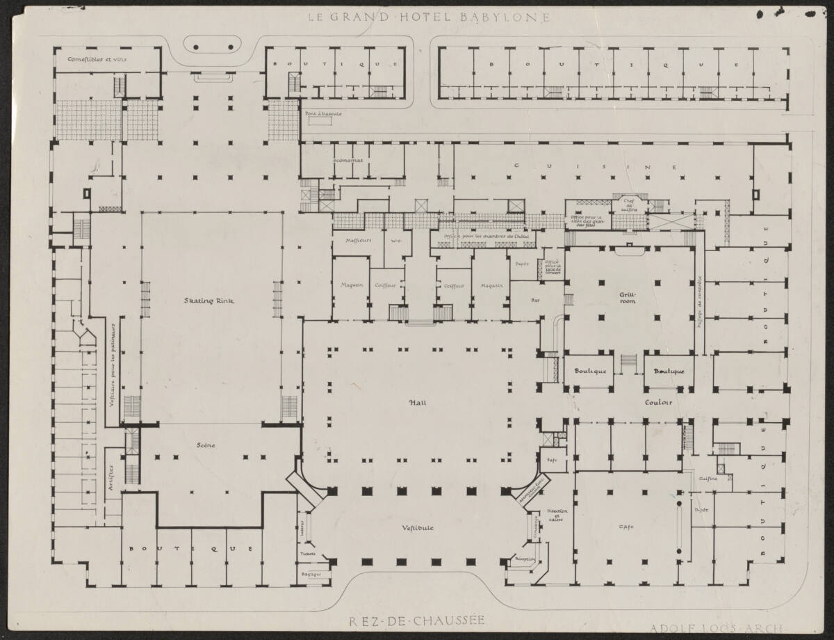 Anonym, Grand Hotel Babylon, Nizza, Grundrissentwurf Parterre