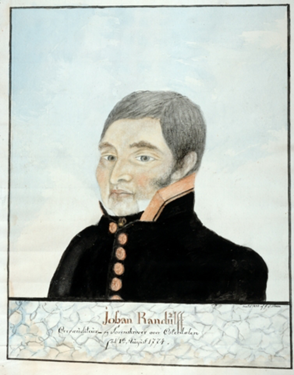 Anno Domkirkeodden, PORTRETT. JOHAN RANDULFF FØDT 1. 8. 1774. DØD 16. 1. 1837. SORENSKRIVER I ØSTERDALEN. Overauditeur og Sorenskriver over Østerdalen. Bilde er malt av F. P. Brun i 1833. Huse gard i Romedal, eier Nicolai Hals, fotografier, arkivalia, portretter reg i dig-, 401 og 417 arkivet Fargebilde dig-09703-04