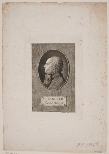Gerhard Ludvig Lahde, Portræt af Peter Frederik Suhm