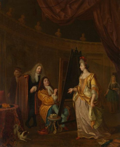 Ludolf Bakhuysen, An Artist in his Studio, Painting the Portrait of a Lady