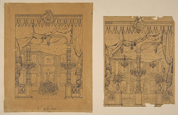 Jules-Edmond-Charles Lachaise, Two Views of a Grand Foyer
