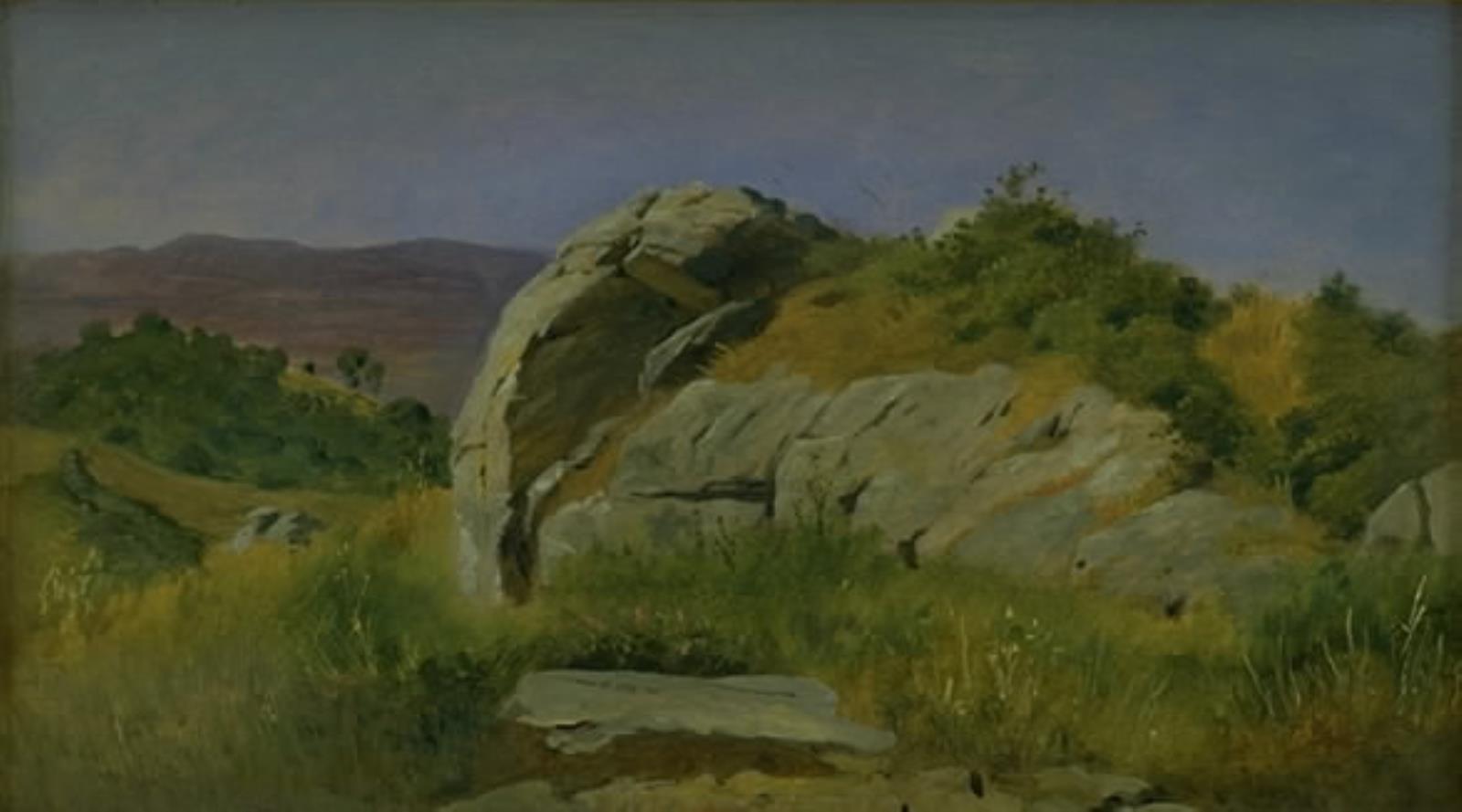 Johan Thomas Lundbye, Landskab med klippe i forgrunden. Civitella, Italien