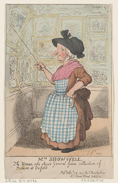 Thomas Rowlandson, Mrs. Showell, the Woman who shows General Guise's Collection of Pictures at Oxford