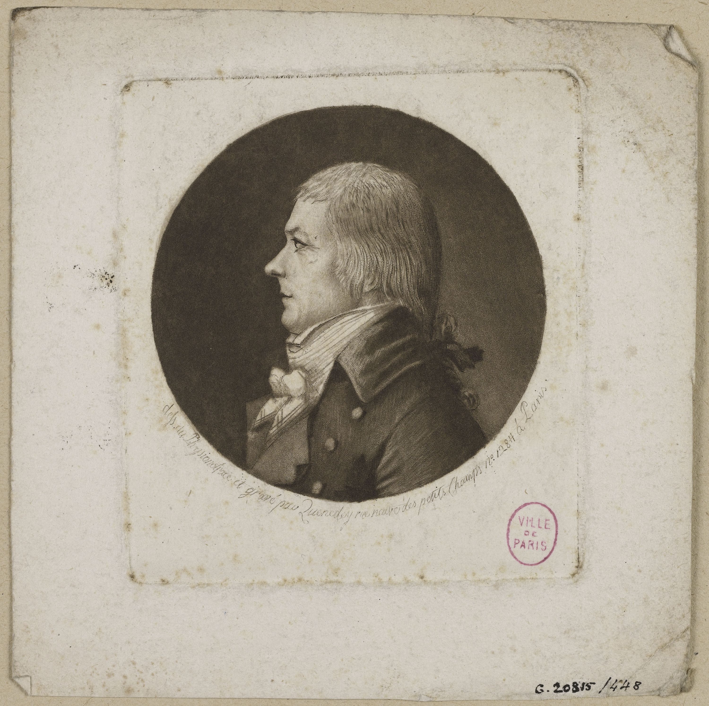 Edmé Quenedey, Portrait d'un homme, fin XVIIIème siècle/début XIXème siècle
