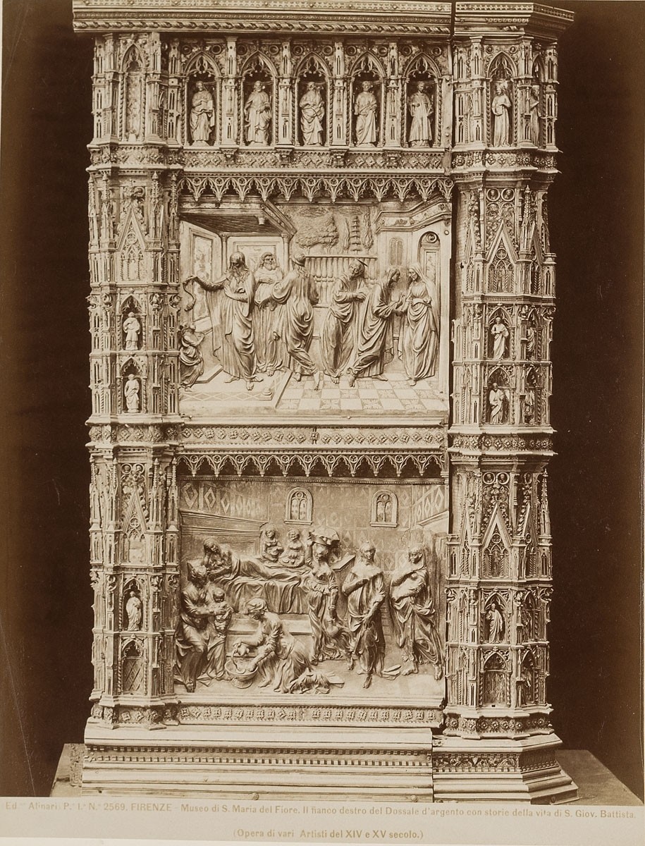 Fratelli Alinari, Die rechte Seite des Silberdossale mit der Vita Johannes des Täufers, Museo del Duomo S. Maria del Fiore, Florenz