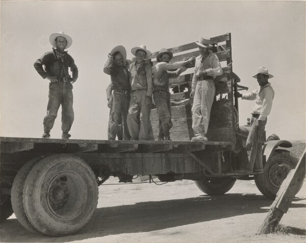 Dorothea Lange, Cantaloupe Pickers, Mexicans, at End of Day in California Melon Fields / Mexican Labor Off for the Melon Fields in the Imperial Valley, California