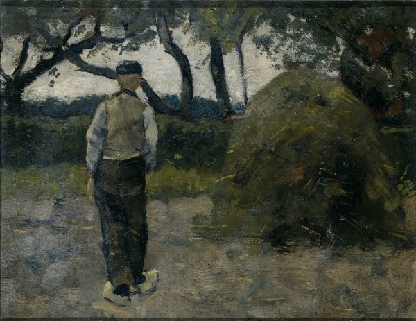 Richard Nicolaüs Roland Holst, A Farmer standing near a Hay-Stack