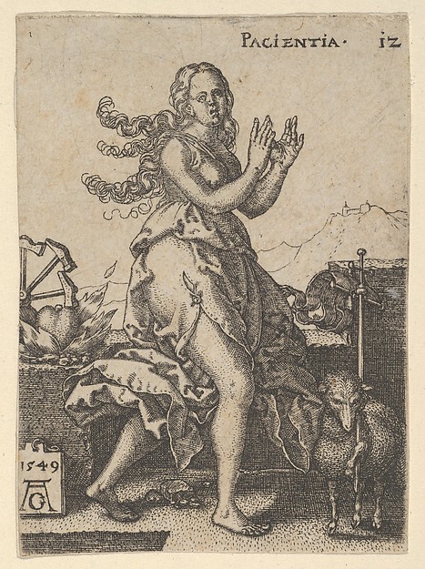 Heinrich Aldegrever, Patience, from "Virtues and Vices"