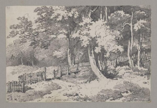 George Chinnery, A wooded landscape with a fence and path