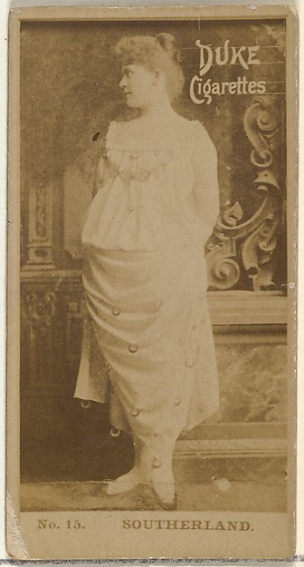 W. Duke, Sons & Co., Card Number 15, Miss Southerland, from the Actors and Actresses series (N145-6) issued by Duke Sons & Co. to promote Duke Cigarettes