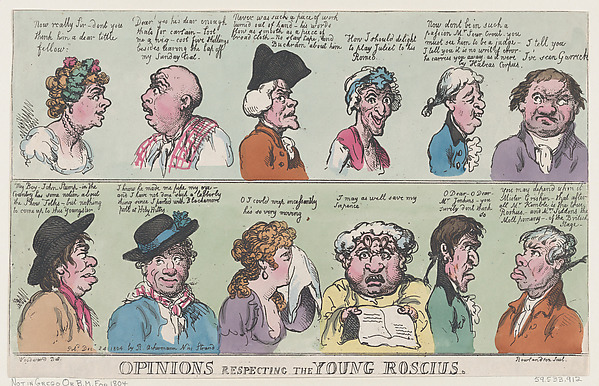 Thomas Rowlandson, Opinions Respecting The Young Roscius