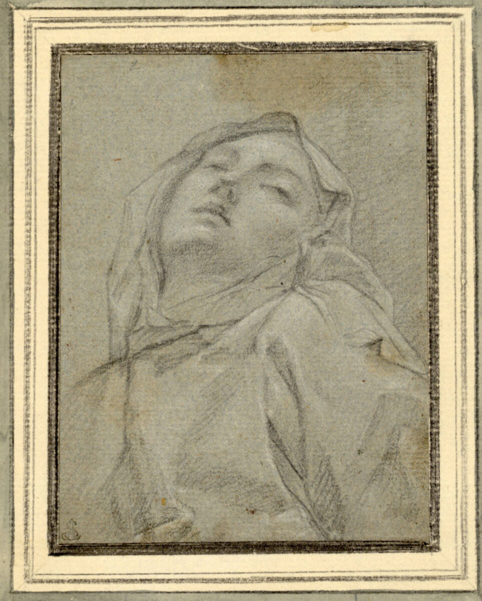 Anonym, Brustbild der heiligen Teresa (?), den Kopf mit geschlossenen Augen in den Bildhintergrund geneigt